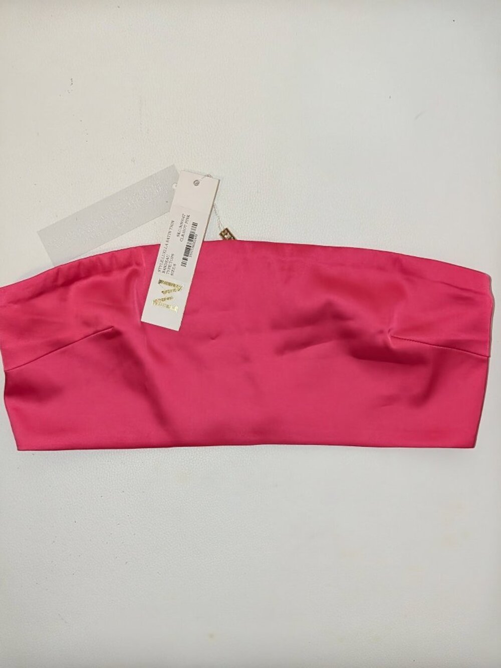 NWT MESHKI Luella Hot Pink Satin Thin Bandeau Crop Top S